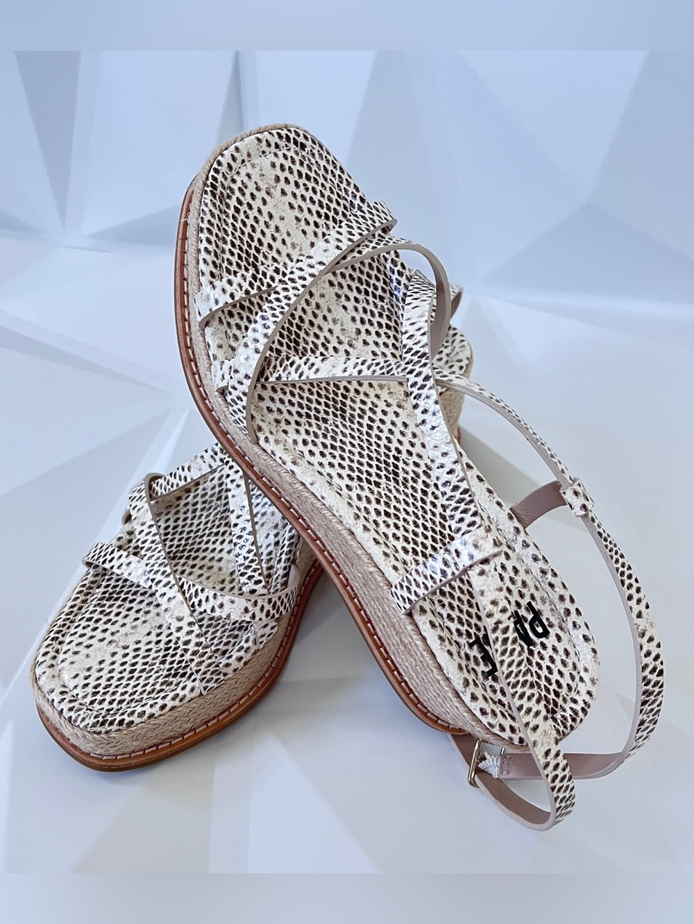 PAIGE Julian Wedge Natural Multi Leather Snake Printed 
Gladiator-Inspired Sz:7 - Picture 7 of 16